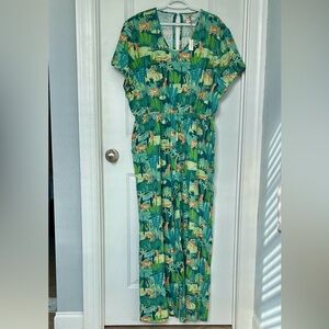 World Market | NWT women’s large XL L/XL Tiger Jungle Jumpsuit Tropical Resort